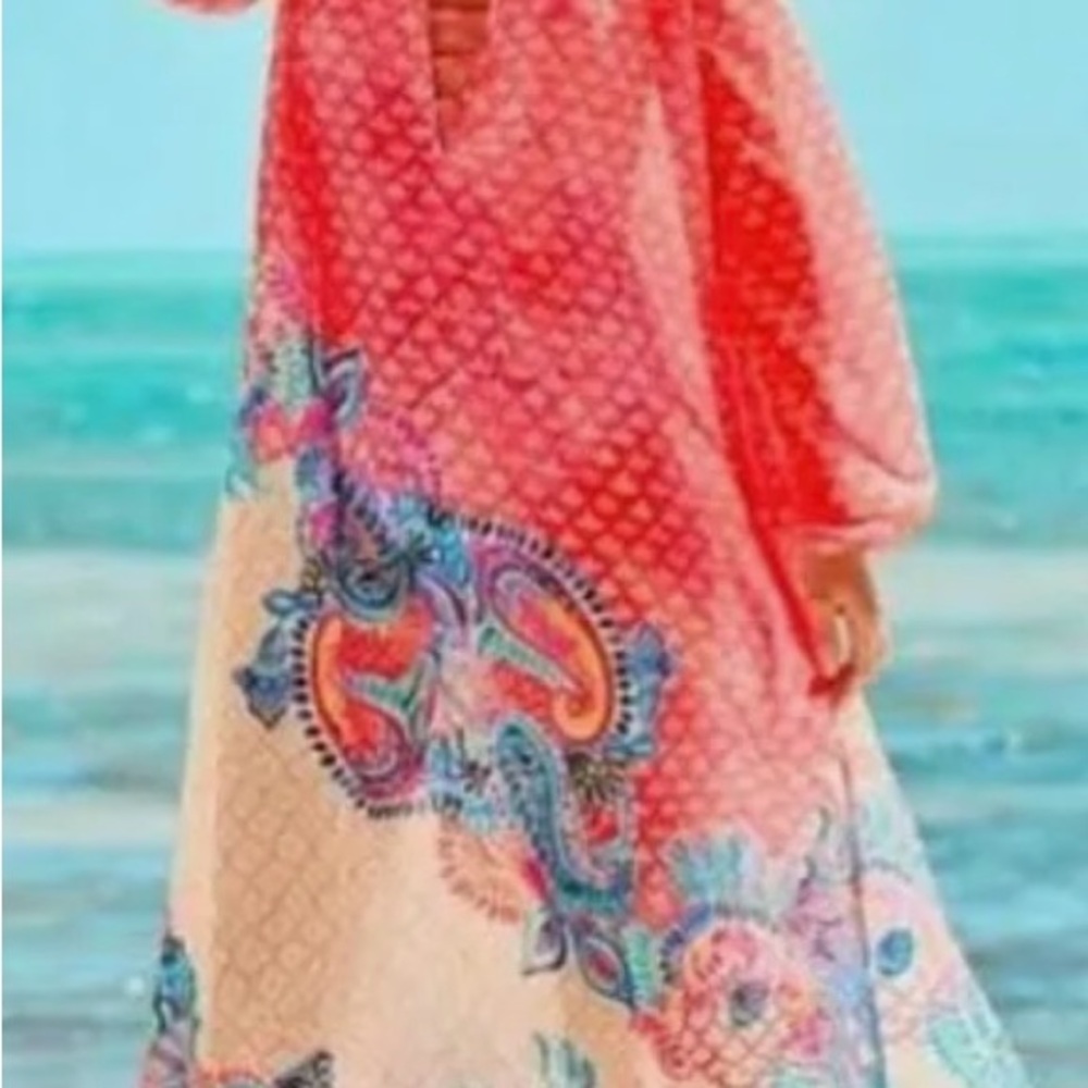Lilly Pulitzer NWT  XL Frey Maxi Cover-Up Coral Spritz